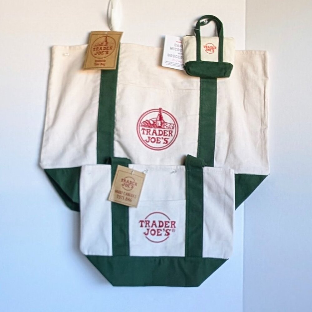 NWT Trader Joe's Green Large, Mini, & Micro Canva… - image 2